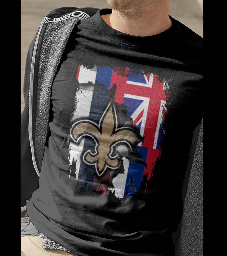 Together Hawaii New Orleans Saints Fleur De Lis Flag T-Shirt