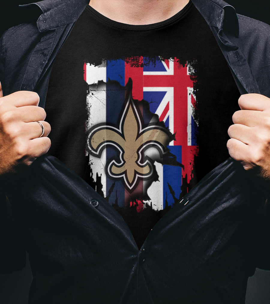 Together Hawaii New Orleans Saints Fleur De Lis Flag T-Shirt