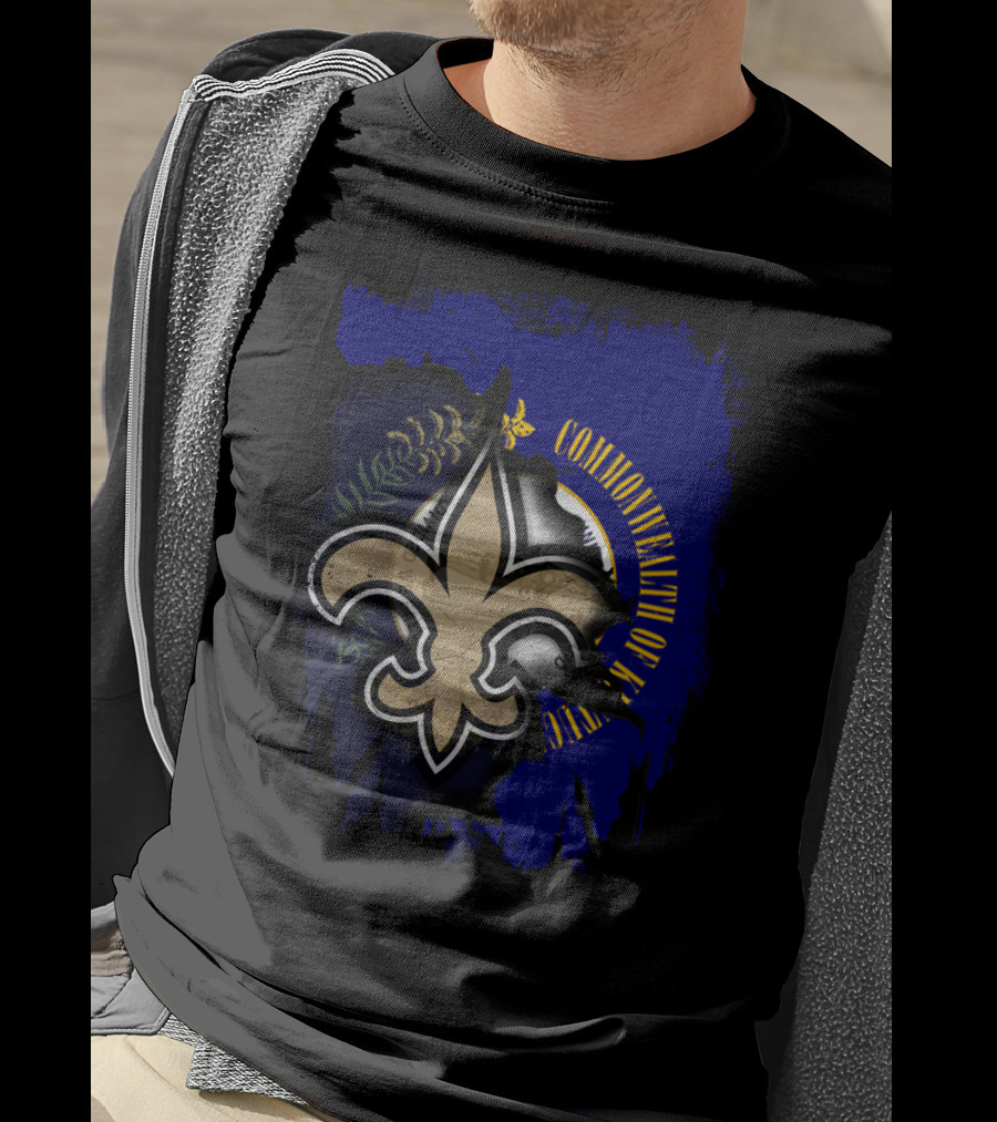Commonwealth Of Kentucky With Saints Fleur-De-Lis Emblem T-Shirt