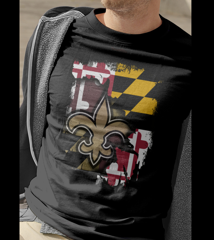 Maryland Emblem With Saints Fleur-de-lis T-Shirt