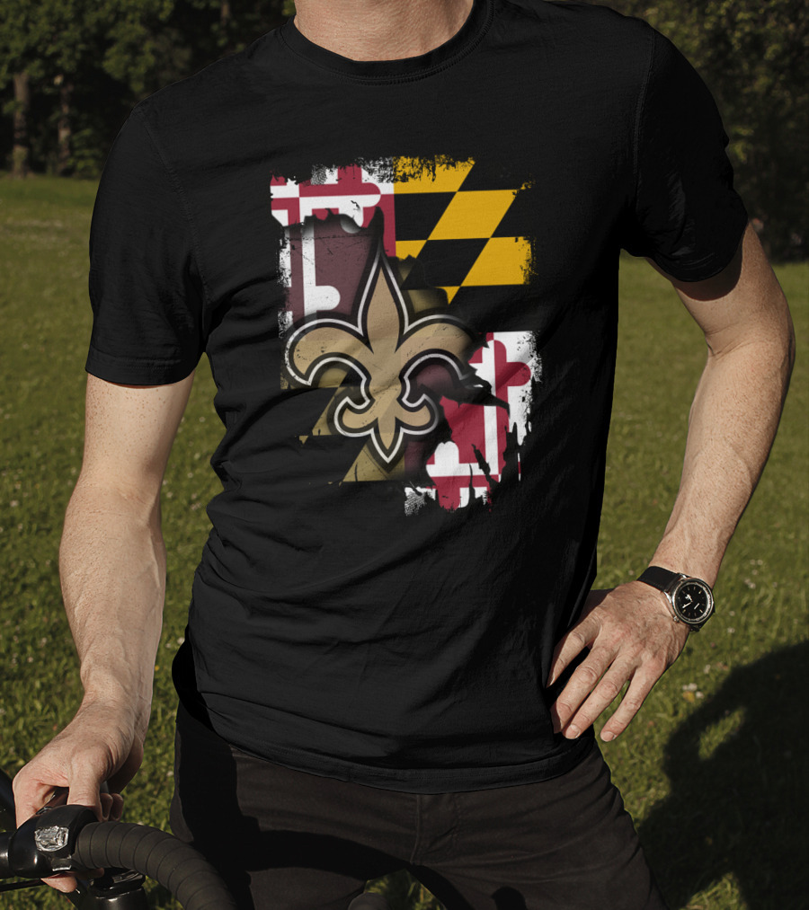 Maryland Emblem With Saints Fleur-de-lis T-Shirt