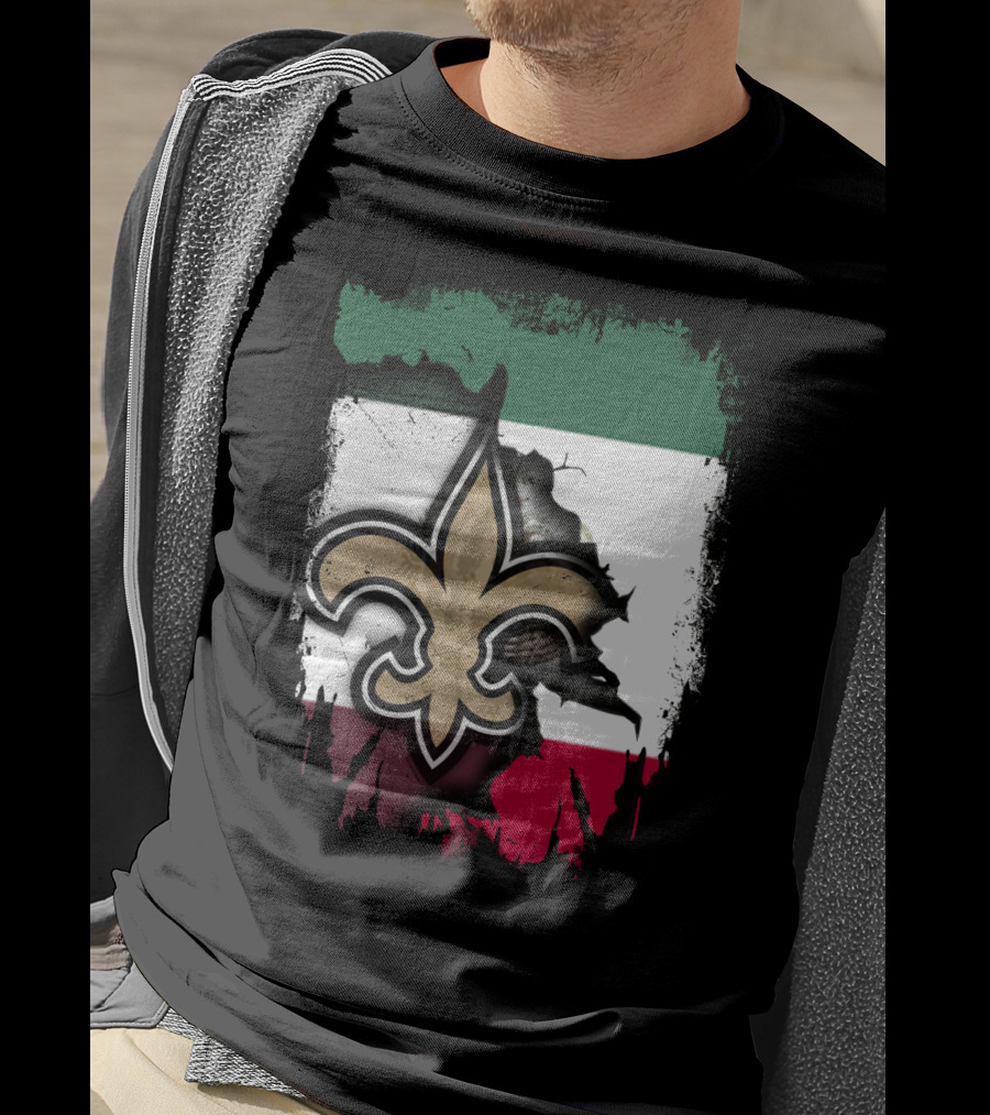 Fleur-de-Lis Mexico Flag Saints Unity T-Shirt