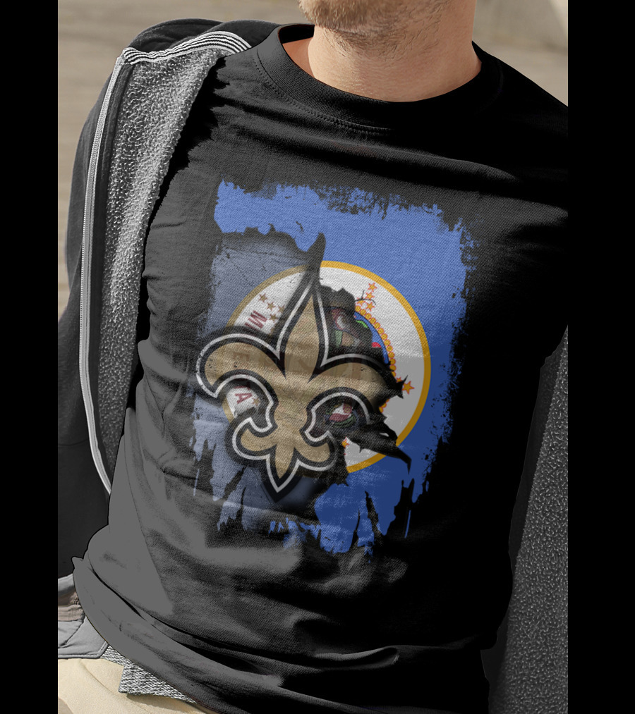 Together Minnesota With Louisiana Saints Fleur-de-lis Emblem T-Shirt