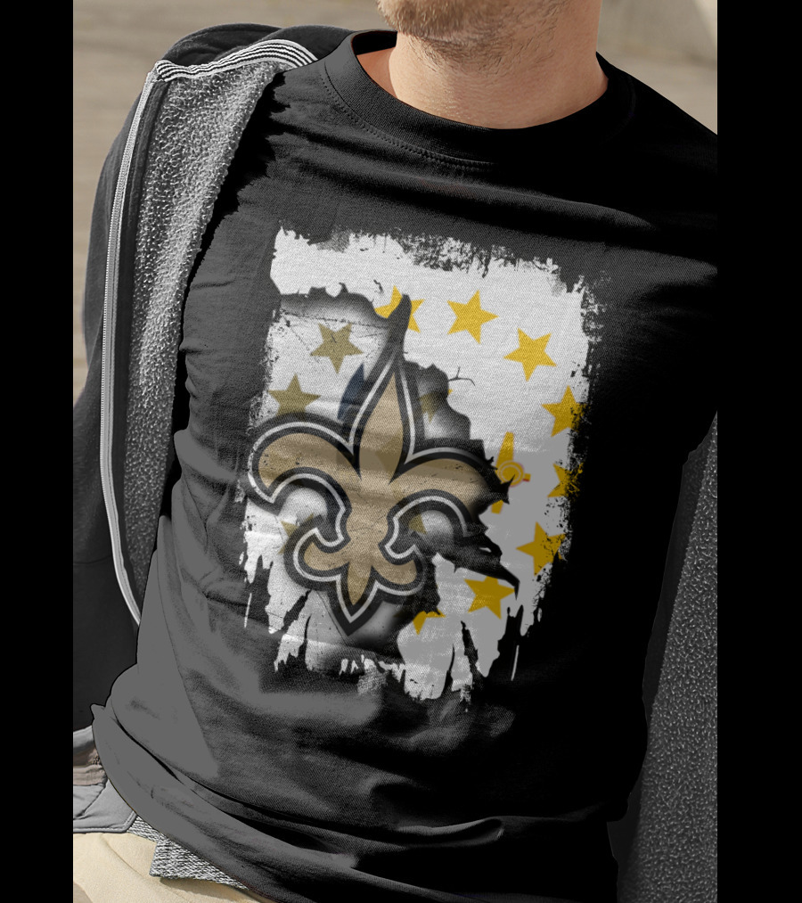 Together Rhode Island With Saints Fleur-De-Lis Stars T-Shirt