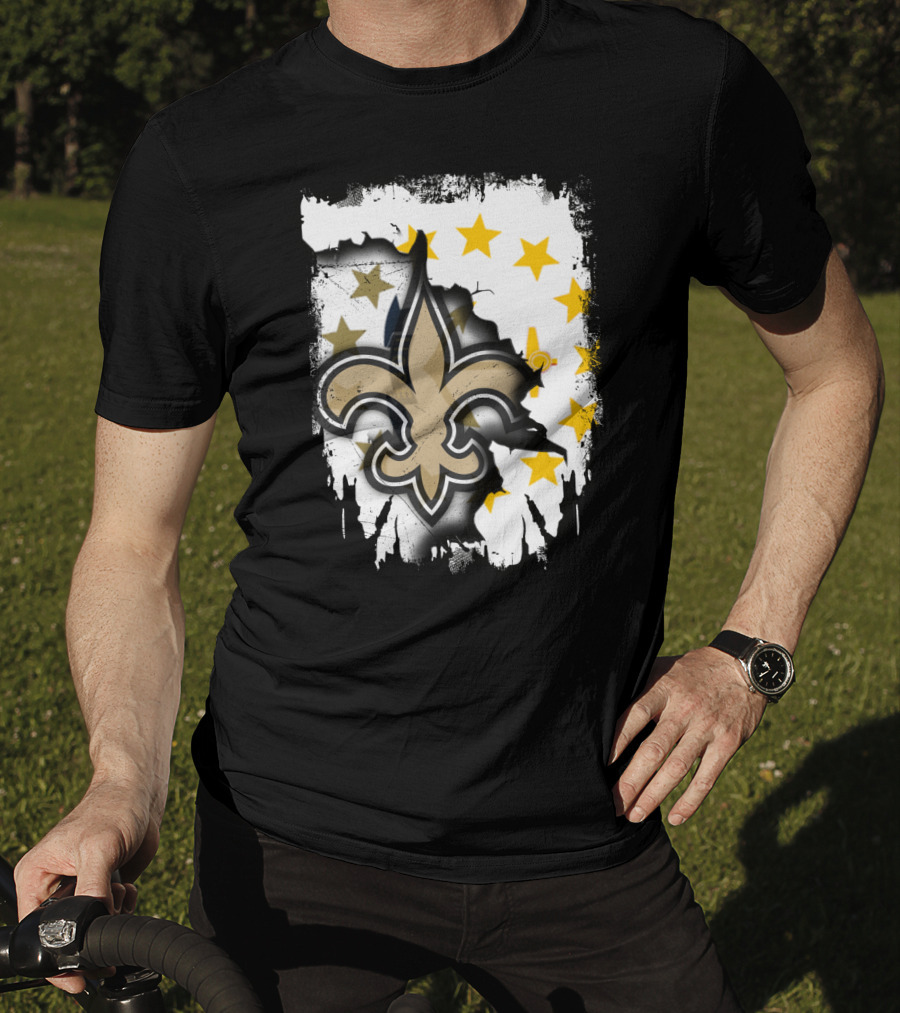Together Rhode Island With Saints Fleur-De-Lis Stars T-Shirt