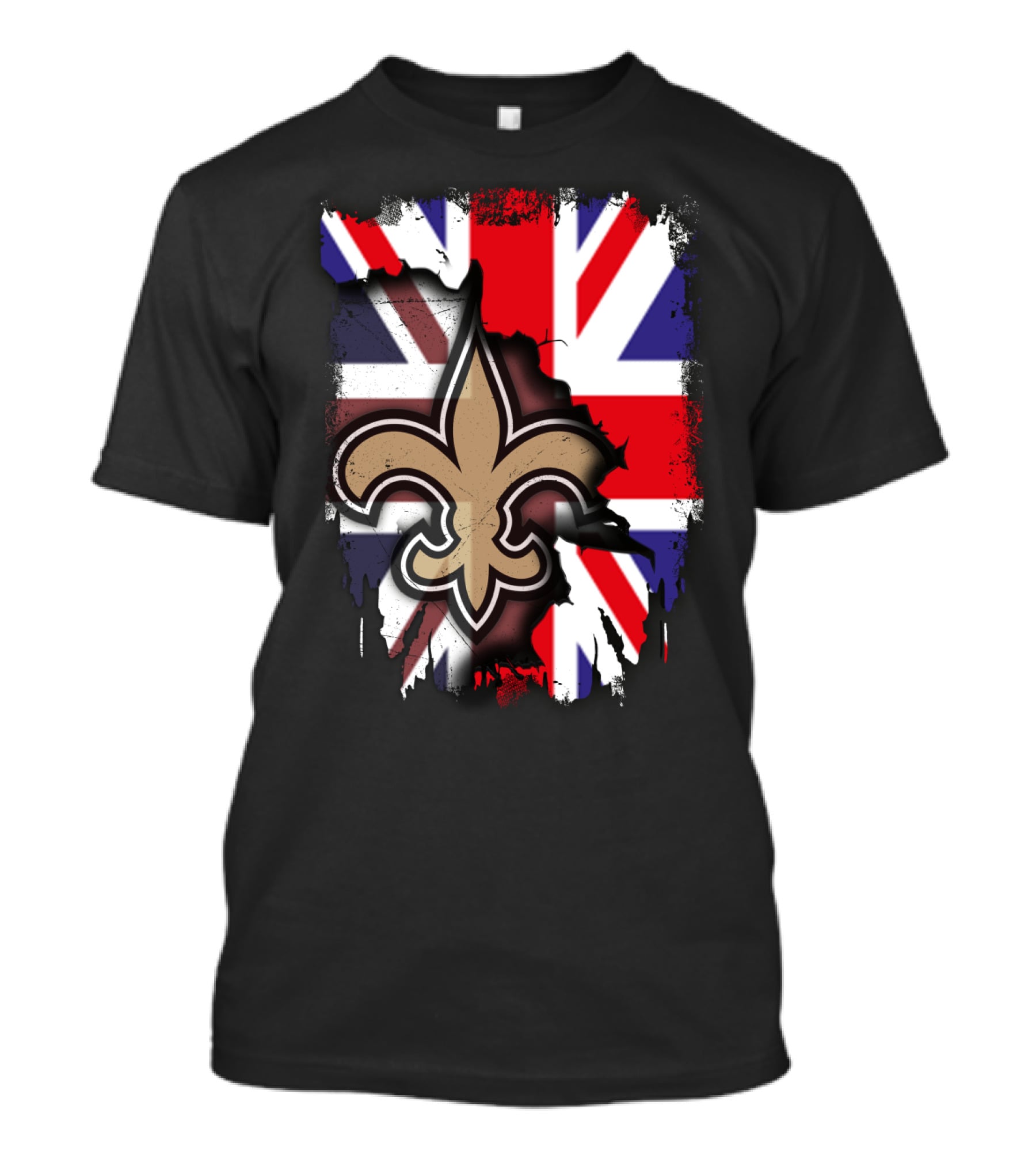 United Kingdom Flag With Saints Fleur-de-Lis T-Shirt