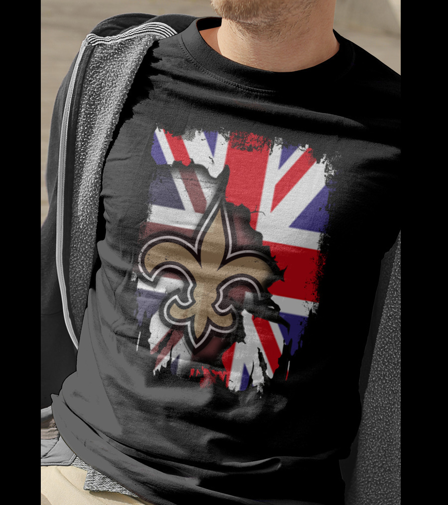 United Kingdom Flag With Saints Fleur-de-Lis T-Shirt