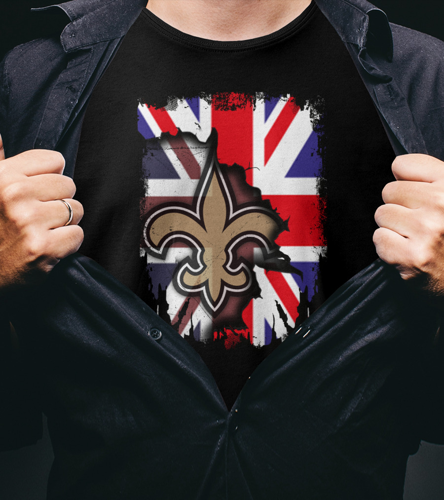 United Kingdom Flag With Saints Fleur-de-Lis T-Shirt