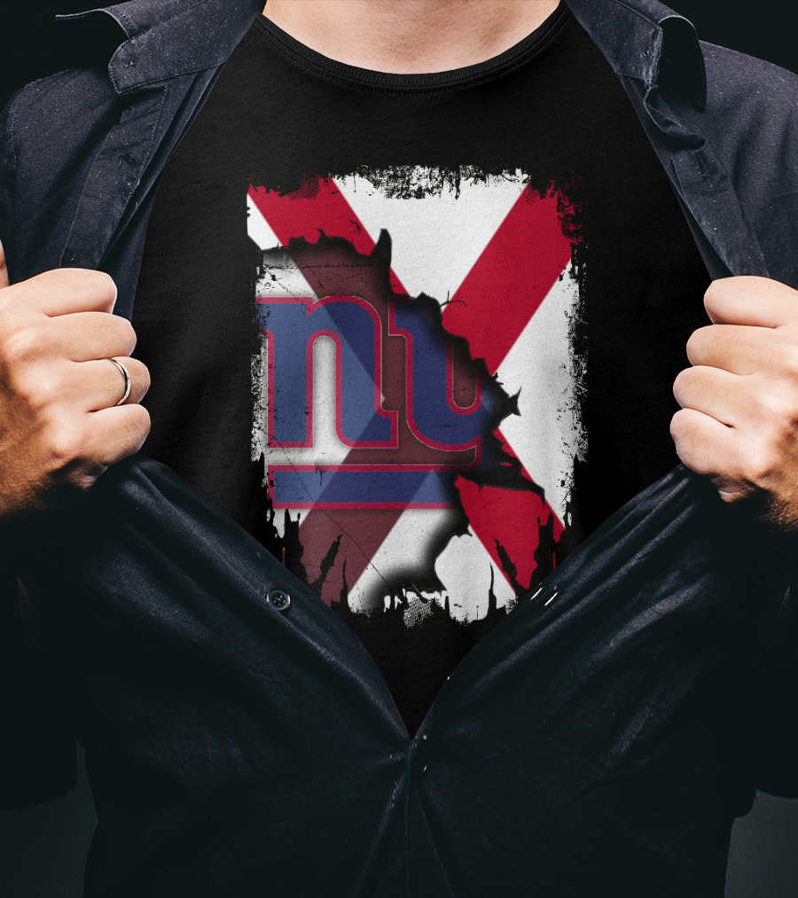 Alabama State Flag Torn To Reveal Giants NY T-Shirt