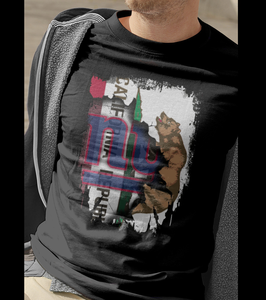 California Republic Bear With Giants Logo Overlay T-Shirt