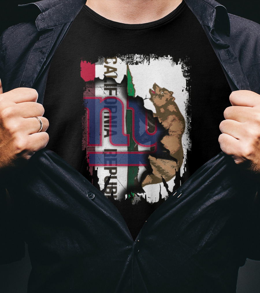 California Republic Bear With Giants Logo Overlay T-Shirt