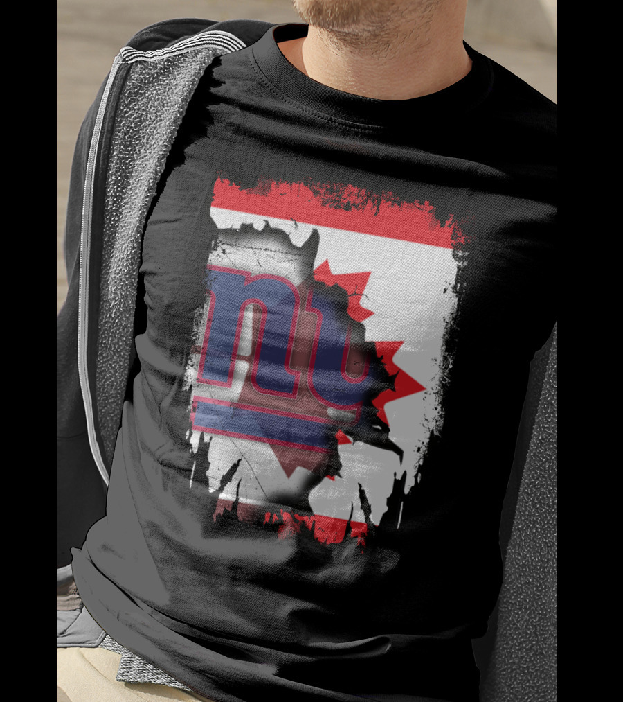 Together Canada With New York Giants Maple Leaf Emblem T-Shirt