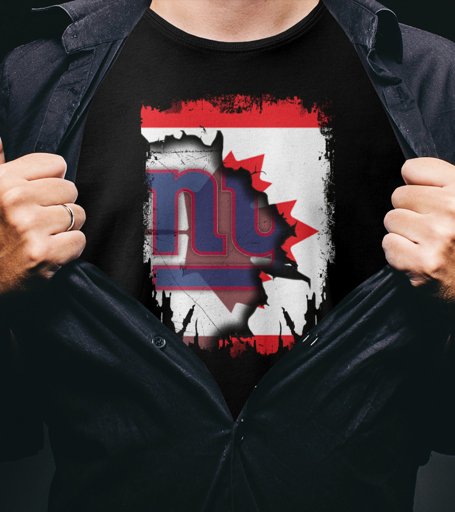 Together Canada With New York Giants Maple Leaf Emblem T-Shirt