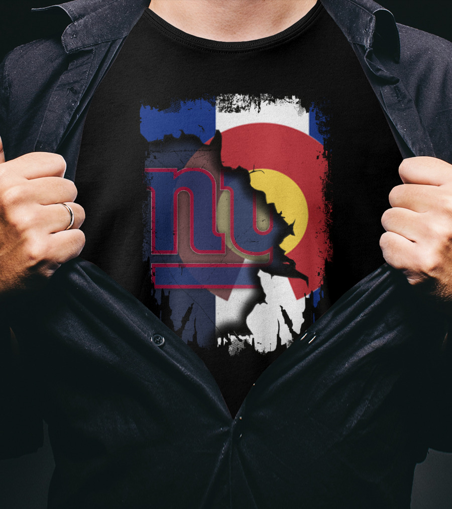 Colorado Flag Blended With Giants Logo Together T-Shirt