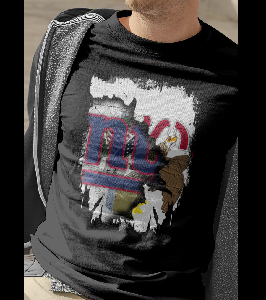 Together Illinois With New York Giants Flag And Illinois Seal Fusion T-Shirt