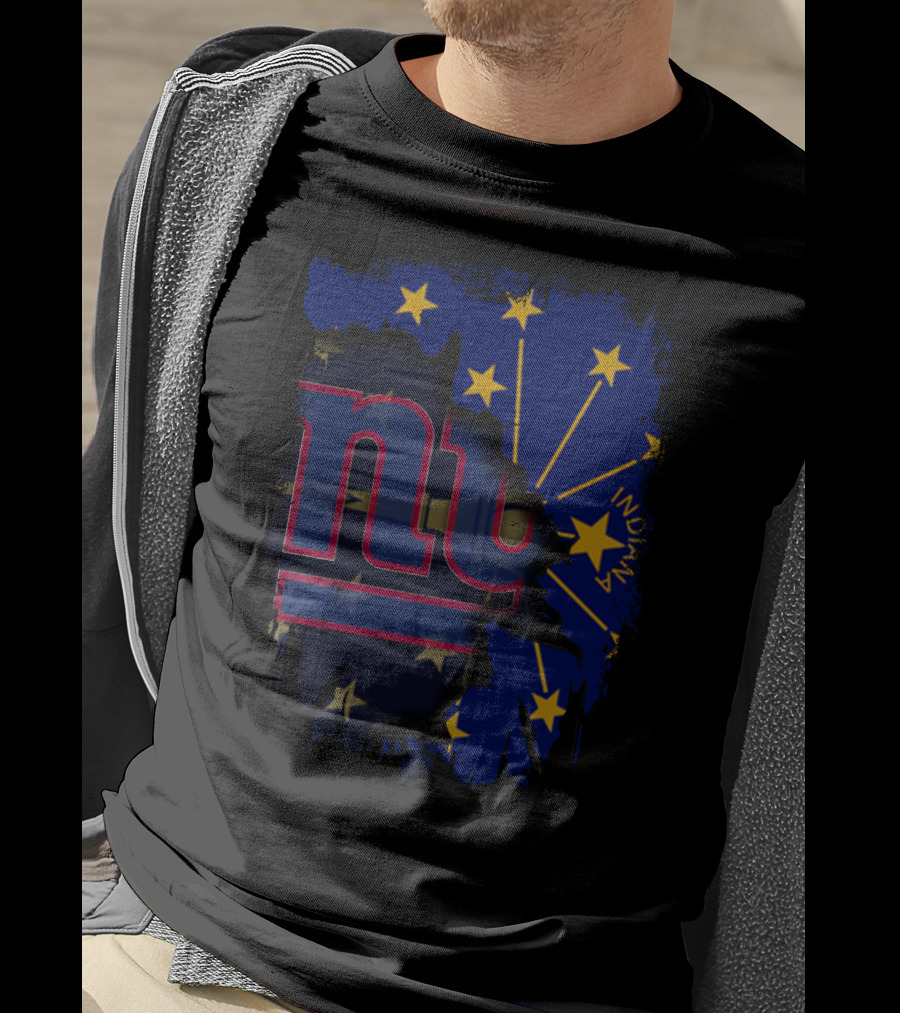 Indiana State Flag With New York Giants T-Shirt