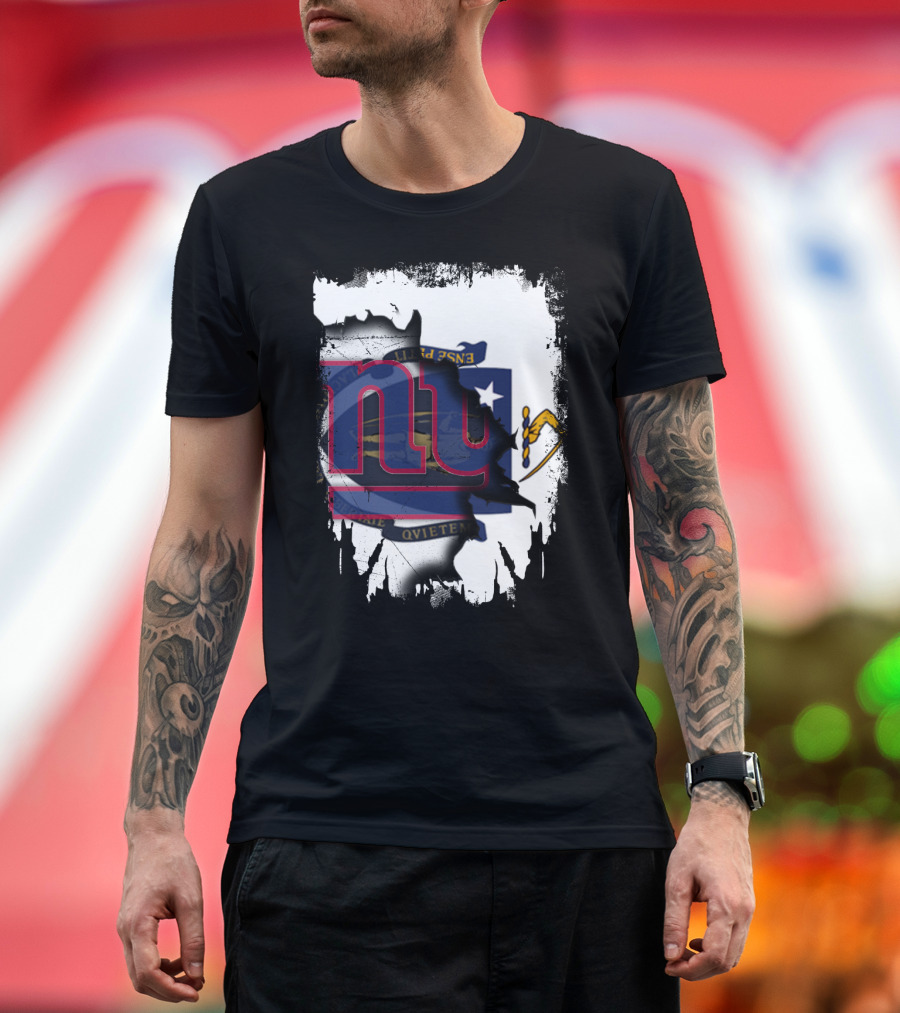 Together Massachusetts Meets Giants New York Team Flag Fusion T-Shirt