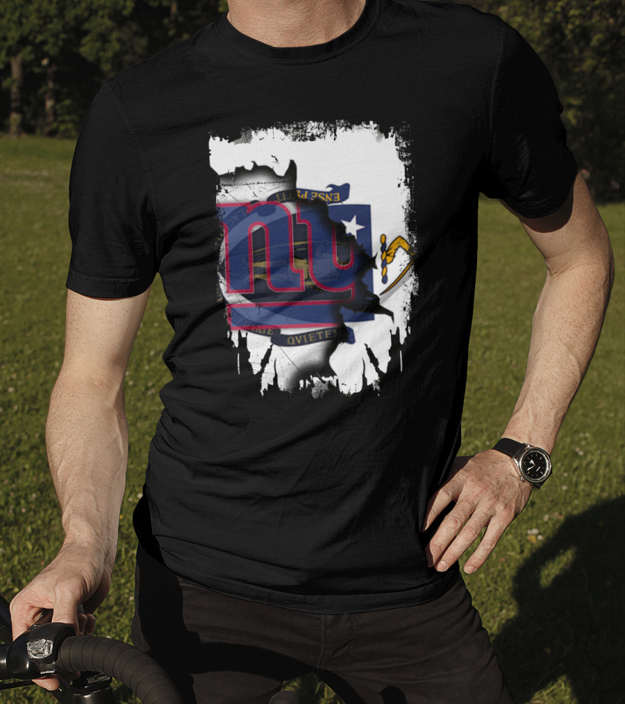 Together Massachusetts Meets Giants New York Team Flag Fusion T-Shirt