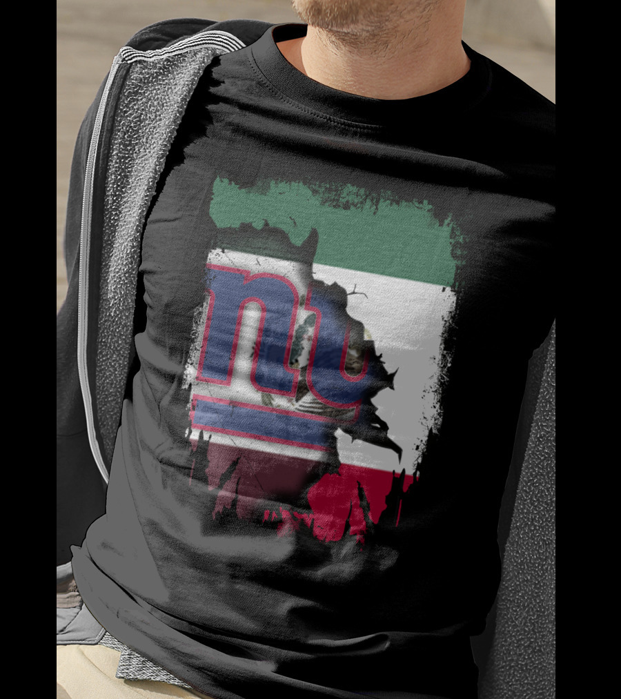Mexico Flag And NY Giants Logo Fusion Together T-Shirt