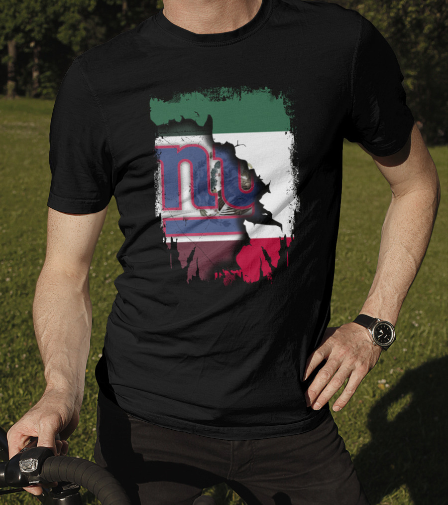 Mexico Flag And NY Giants Logo Fusion Together T-Shirt