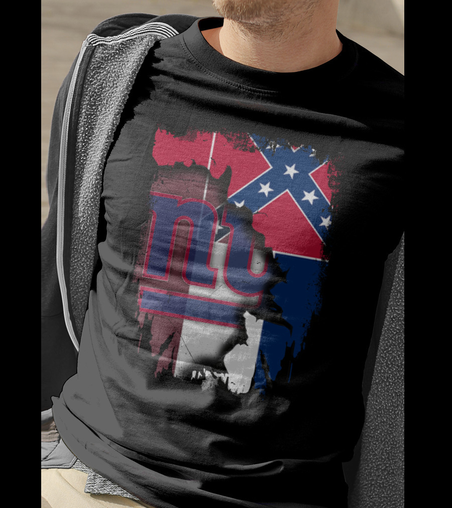 Mississippi Flag With New York Giants Logo Fusion T-Shirt