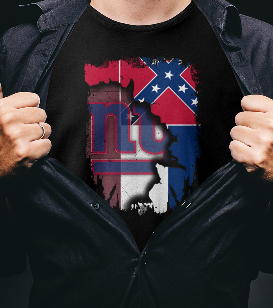 Mississippi Flag With New York Giants Logo Fusion T-Shirt