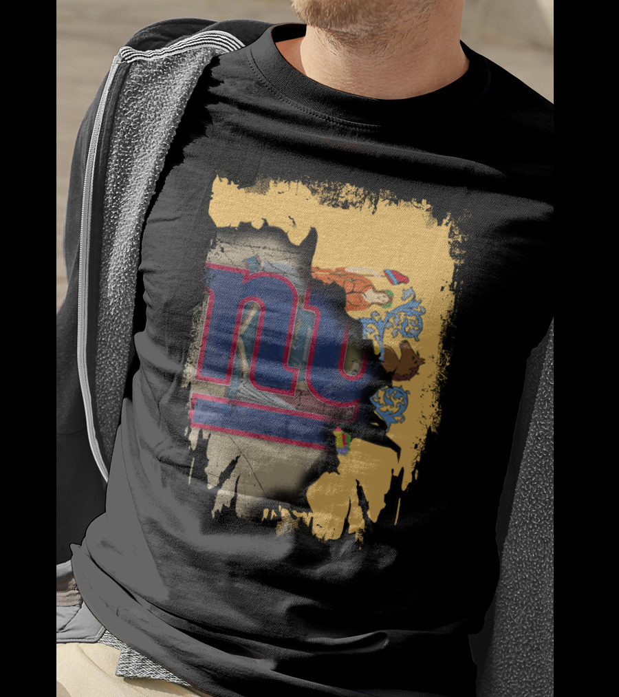 New Jersey Giants Together Flag Fusion T-Shirt