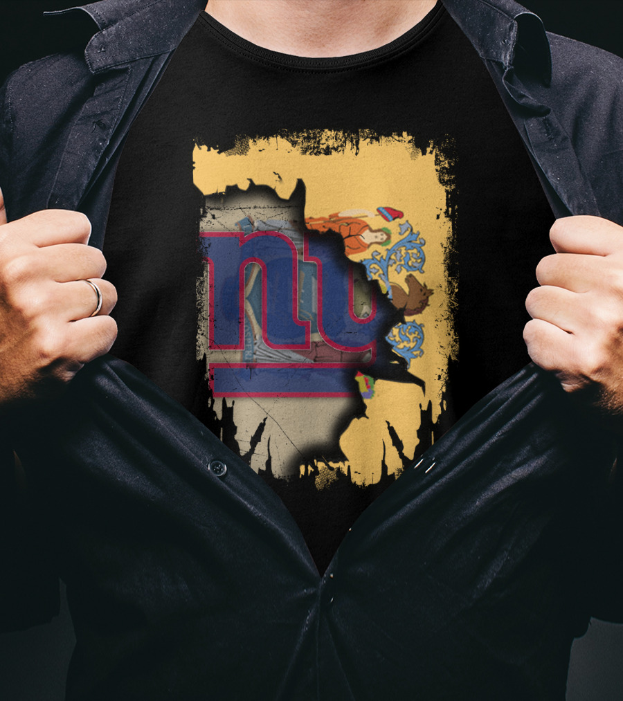 New Jersey Giants Together Flag Fusion T-Shirt