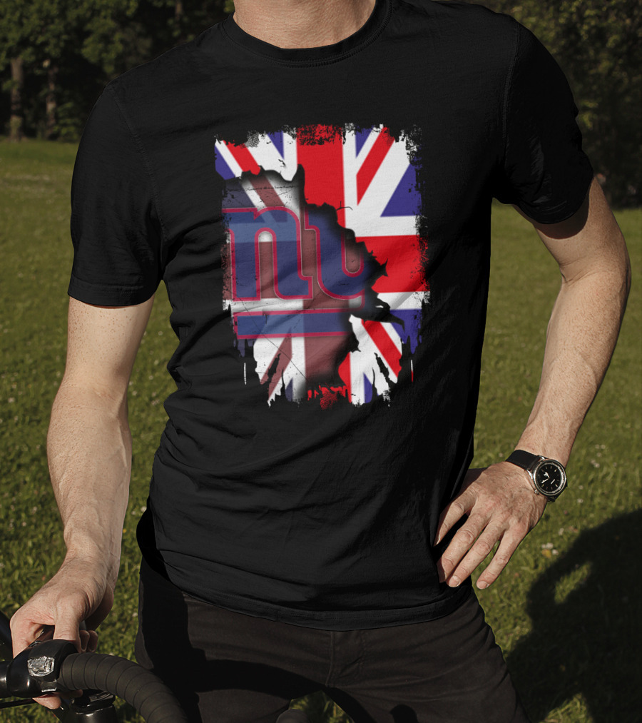 United Kingdom Flag With New York Giants Logo Overlay T-Shirt