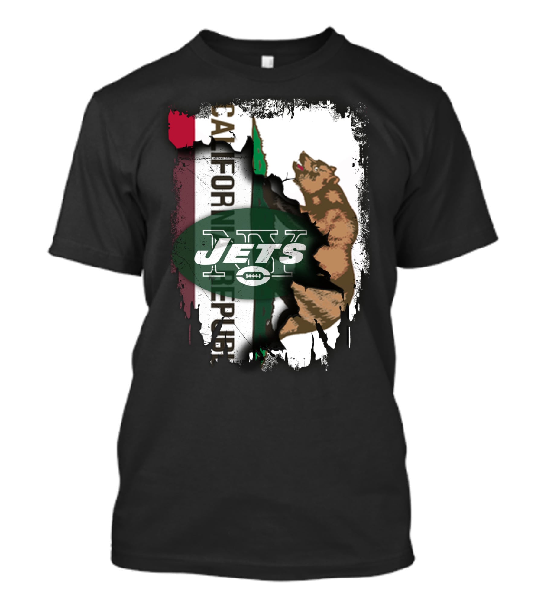 California Republic Bear With Jets Football T-Shirt