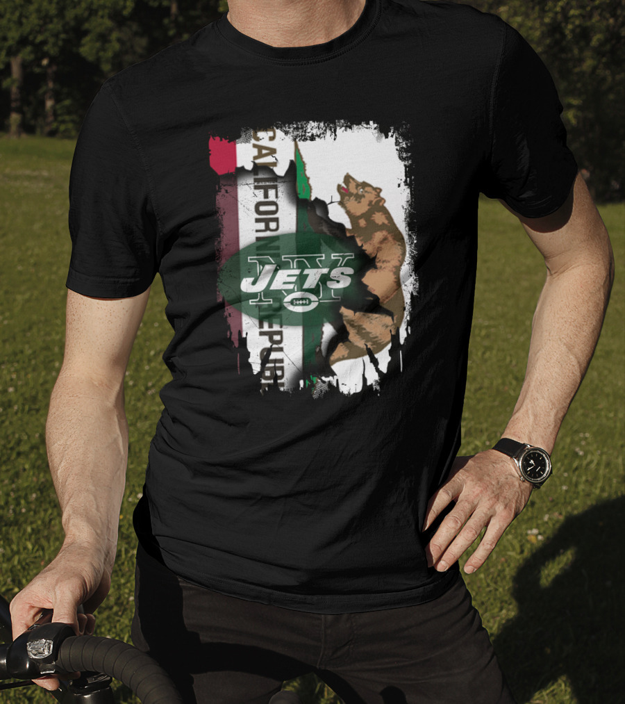 California Republic Bear With Jets Football T-Shirt