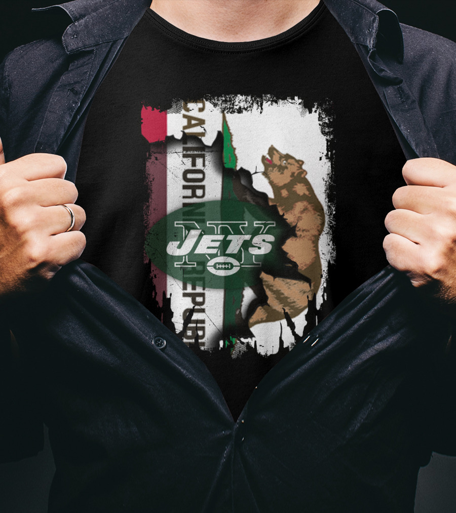 California Republic Bear With Jets Football T-Shirt