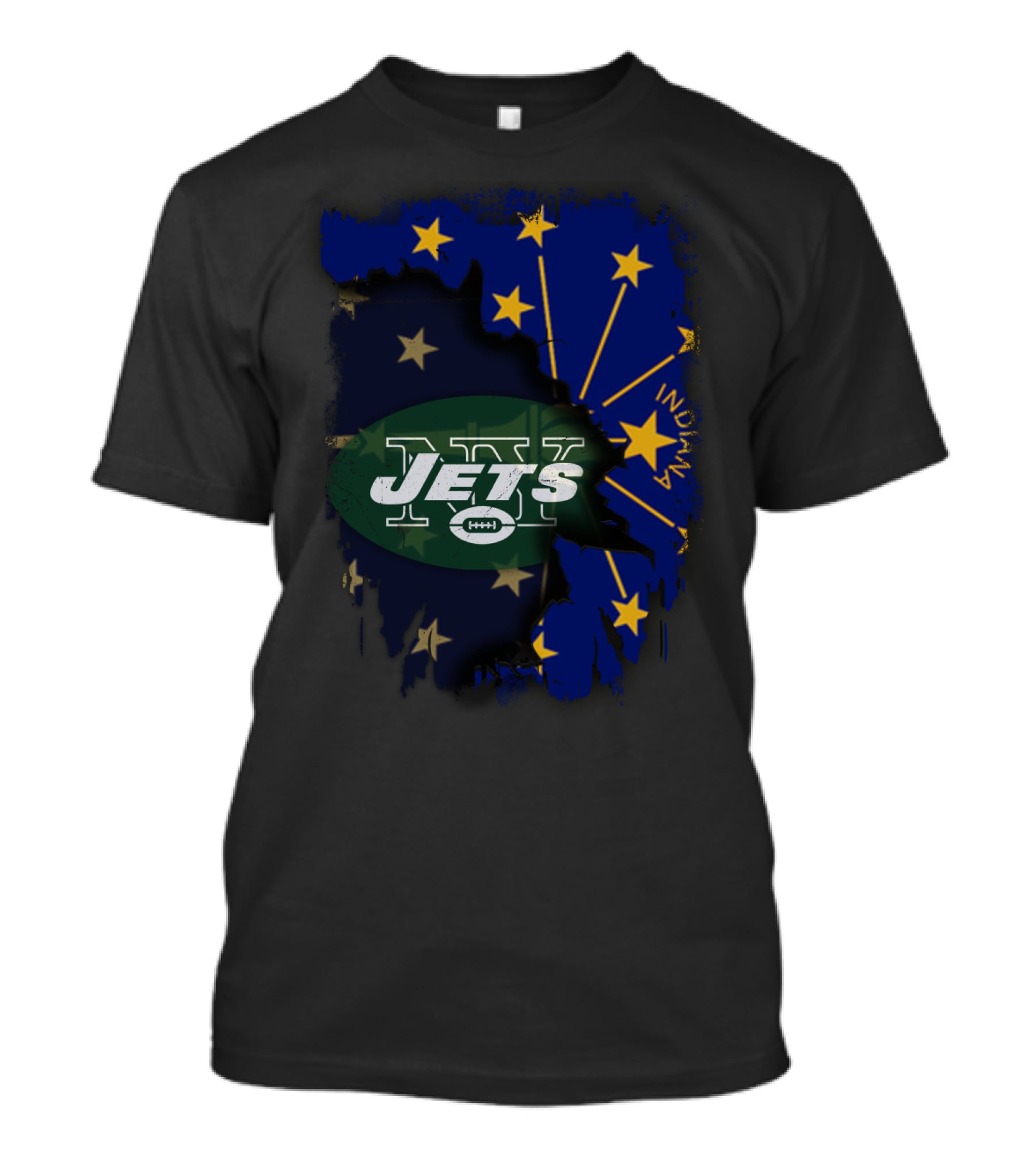 Indiana State Flag Background With New York Jets T-Shirt