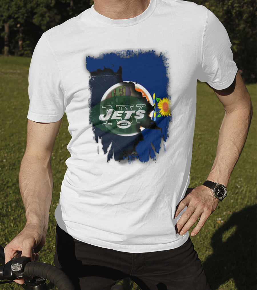 Kansas Pride With New York Jets Logo And Sunflower T-Shirt