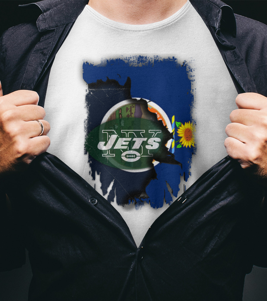 Kansas Pride With New York Jets Logo And Sunflower T-Shirt