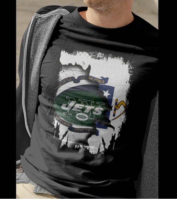 Massachusetts Emblem Combined With Jets T-Shirt