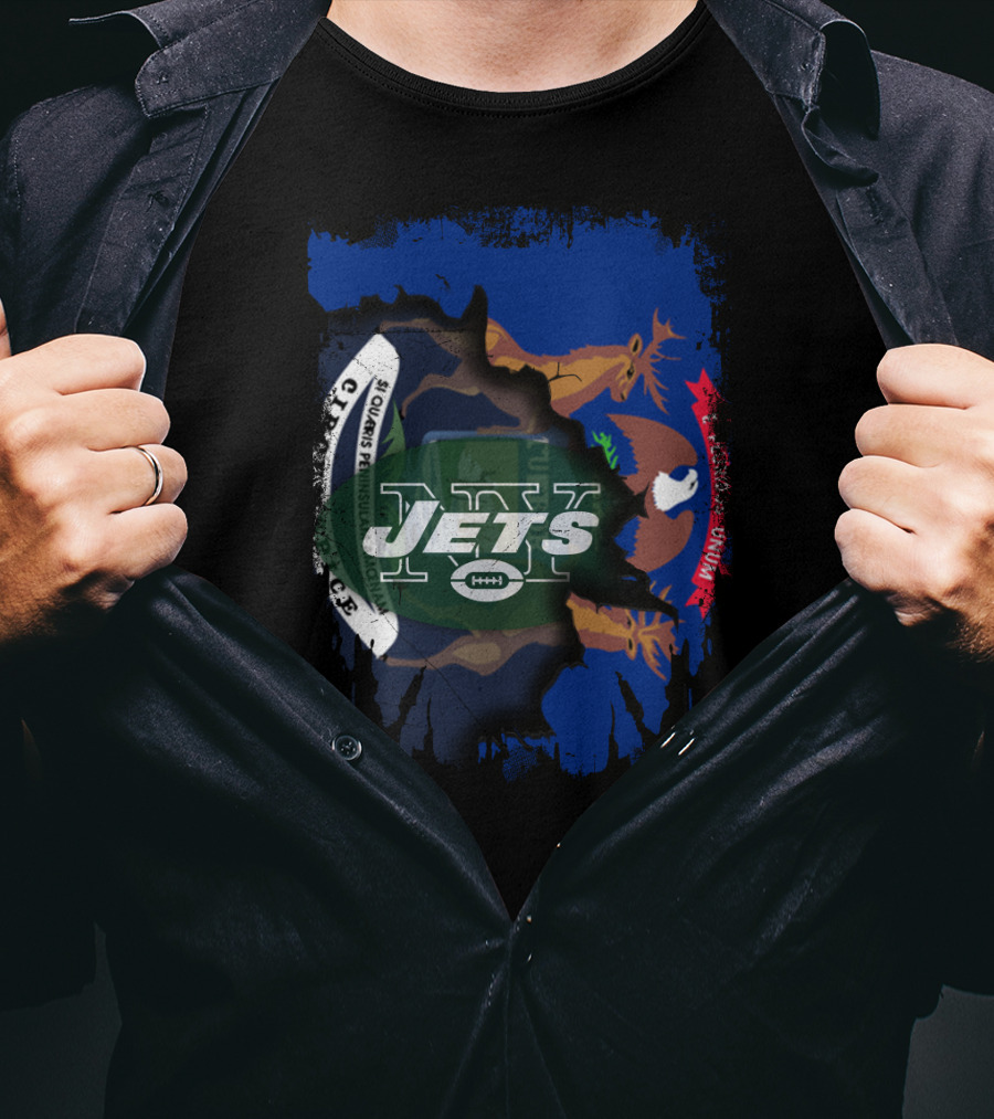 Michigan Together With Jets NFL Collaboration T-Shirt
