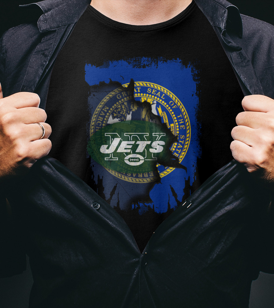 Nebraska State Seal With Jets Logo Fusion T-Shirt