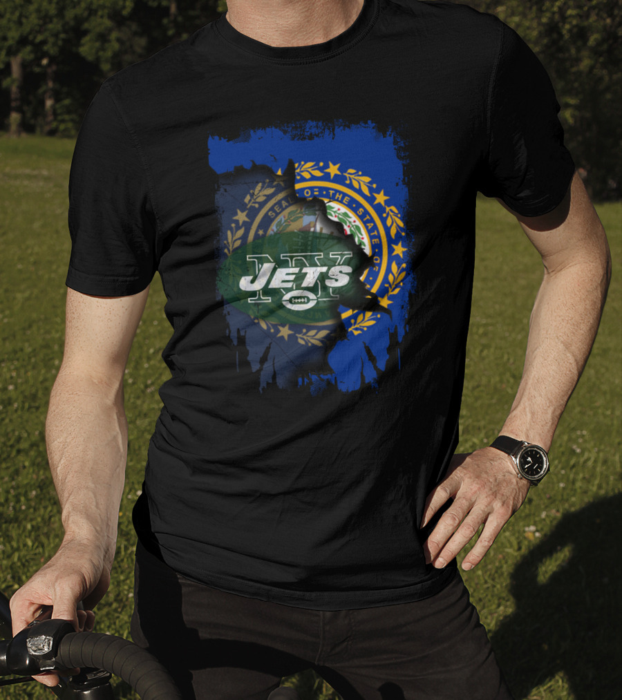 New Hampshire State Seal And Jets Football T-Shirt