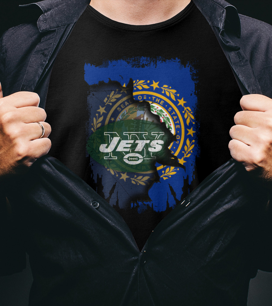 New Hampshire State Seal And Jets Football T-Shirt