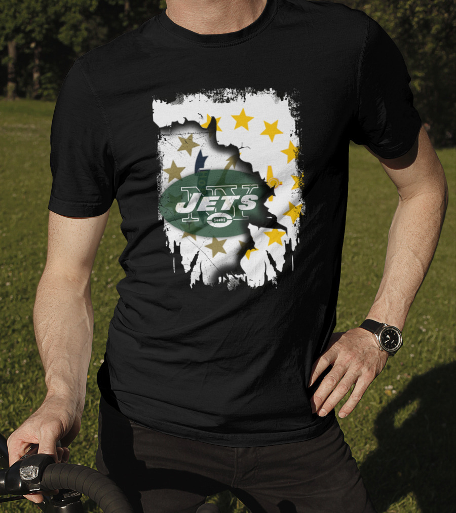 Rhode Island Map With Stars And Jets T-Shirt