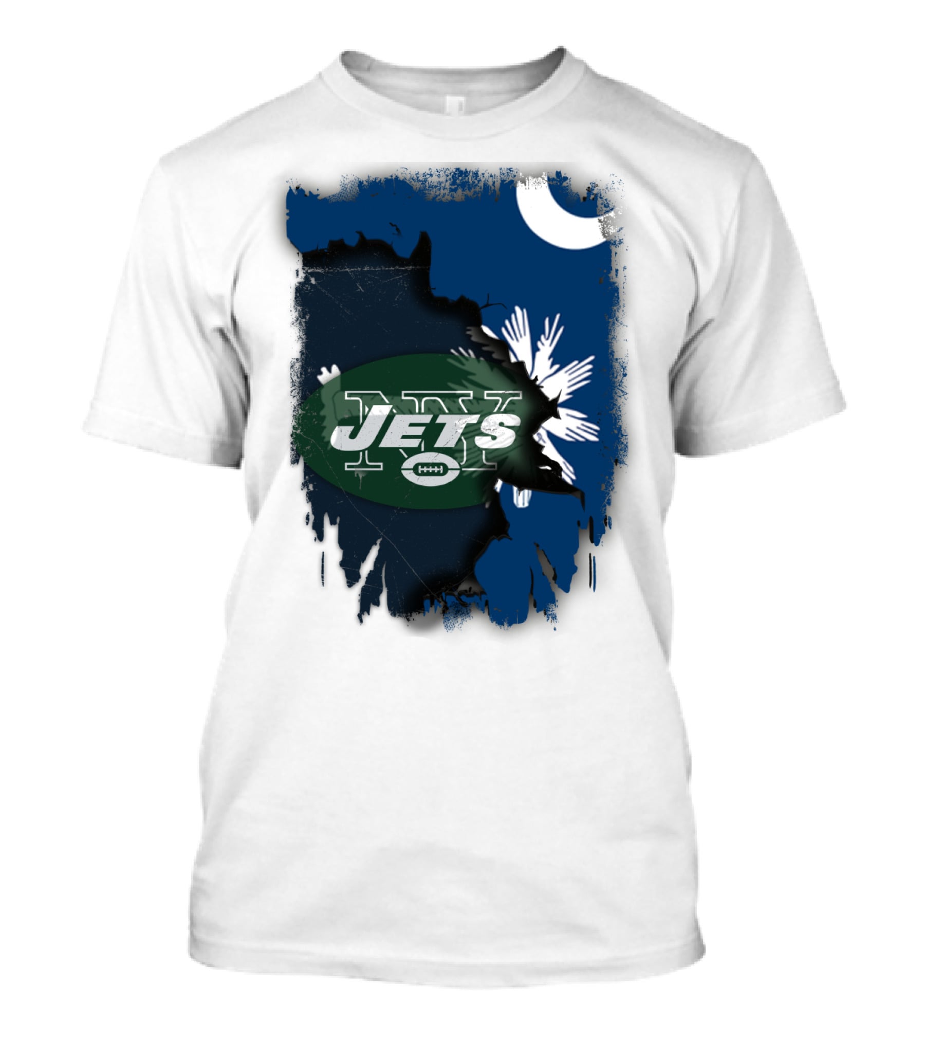 Jets With South Carolina State Flag And Crescent Moon Background T-Shirt