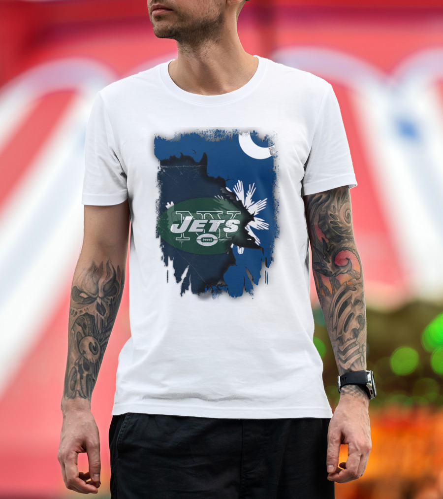 Jets with South Carolina State Flag and Crescent Moon Background T-Shirt