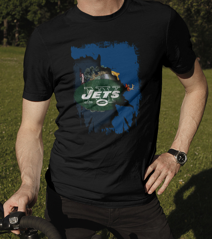 Jets Vermont Collaboration Mashup Map Iconic Symbols And Logos T-Shirt