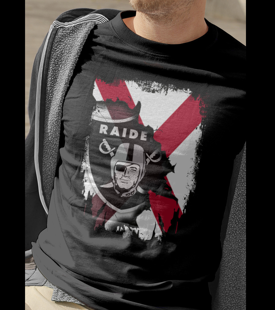 Raiders Logo With Alabama Flag Background T-Shirt