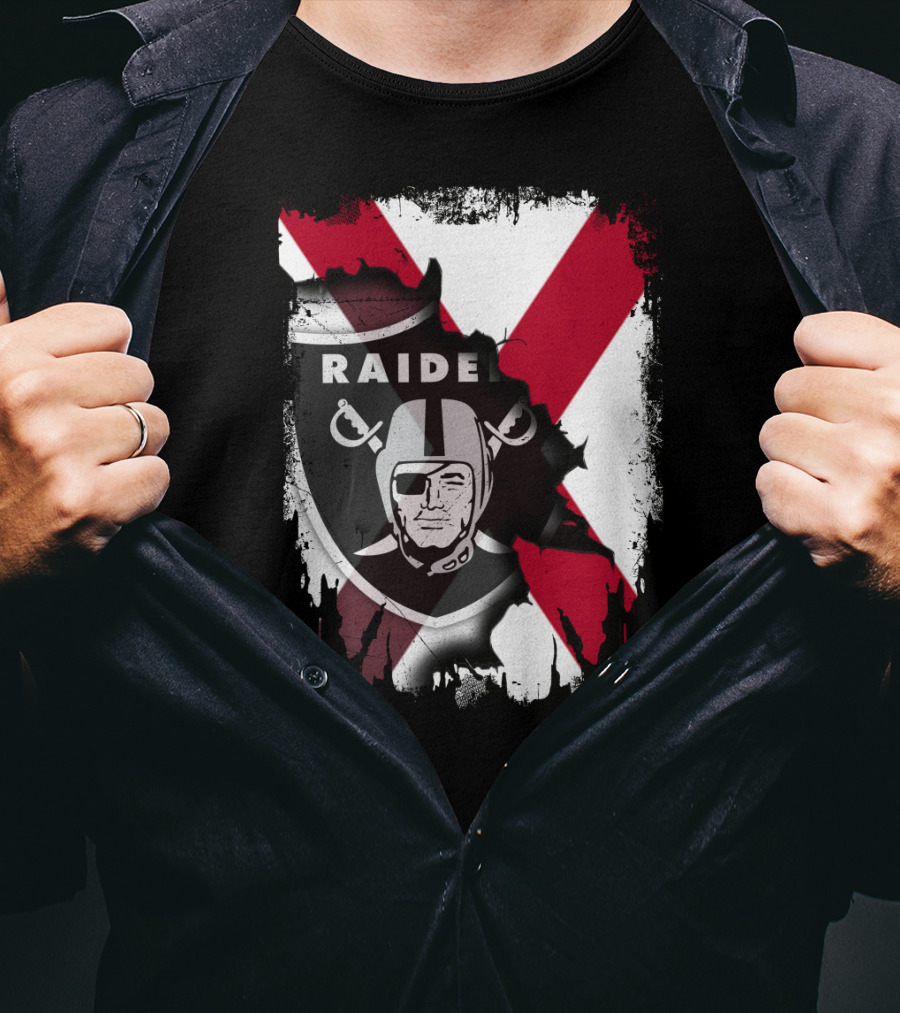 Raiders Logo With Alabama Flag Background T-Shirt