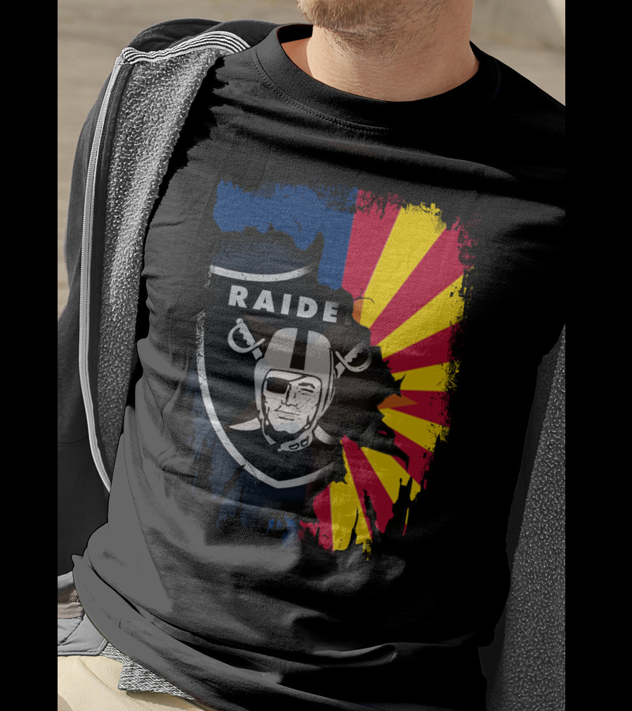 Arizona Flag With Raiders Logo Fusion T-Shirt
