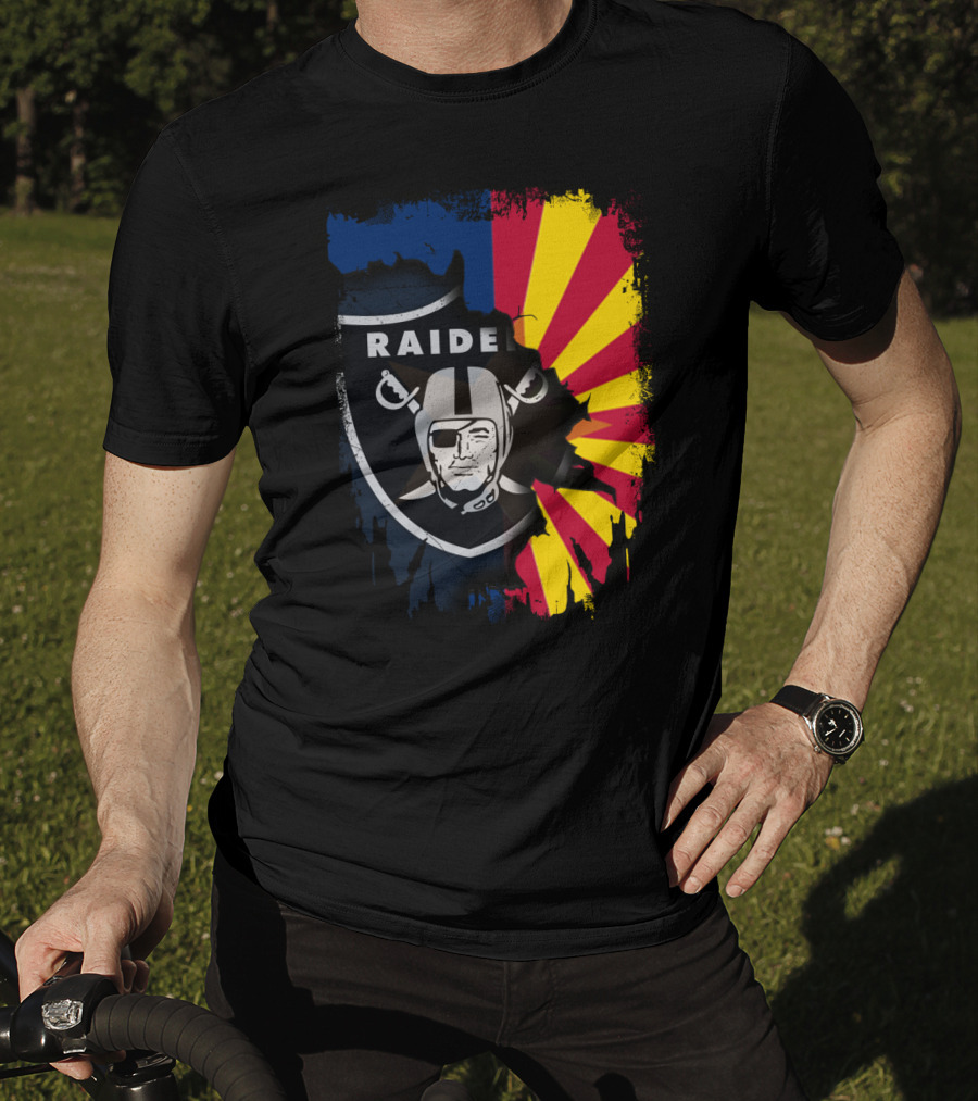 Arizona Flag With Raiders Logo Fusion T-Shirt