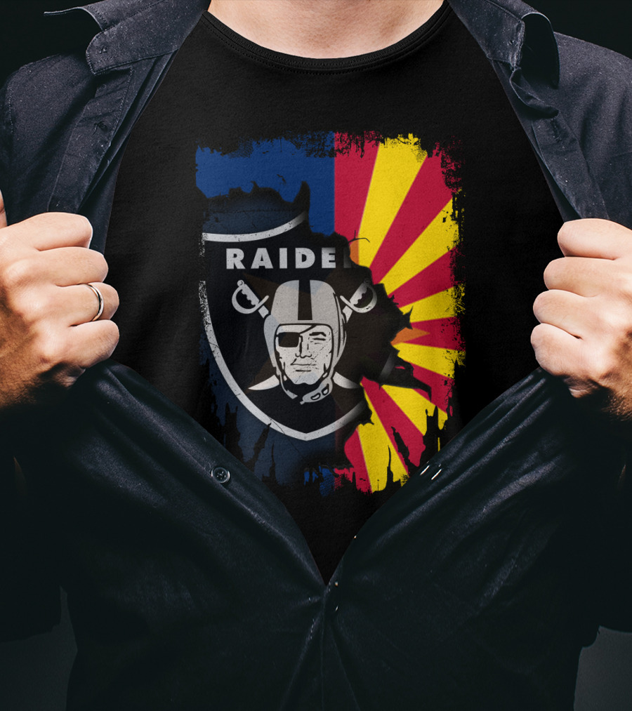 Arizona Flag With Raiders Logo Fusion T-Shirt