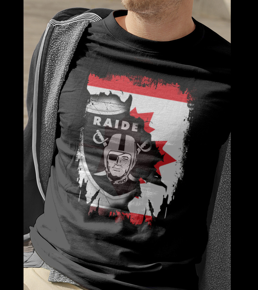 Together Canada With Raiders Iconic Emblem Maple Leaf Integration T-Shirt
